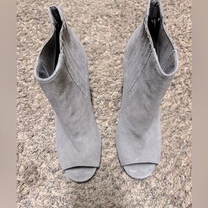 Grey Suede Pull On Heels